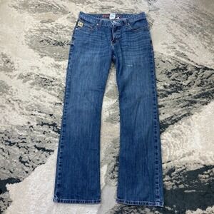 Cinch Ian Slim Fit Bootcut Jeans Mens 32x32 Blue Denim Cotton Logo Low Rise